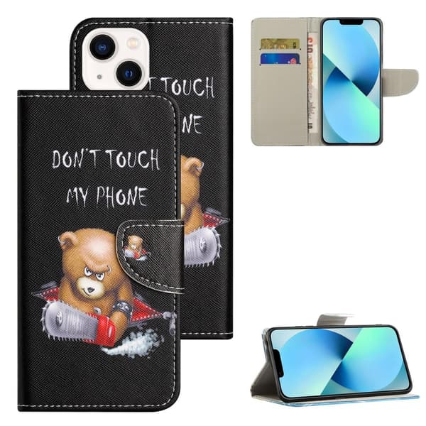 För iPhone 15 Plus Plånbok Fodral Skal Skydd - Bear