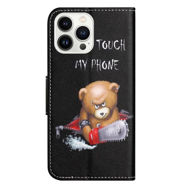För iPhone 15 Pro Plånbok Fodral Skal Mönster Skydd - Bear