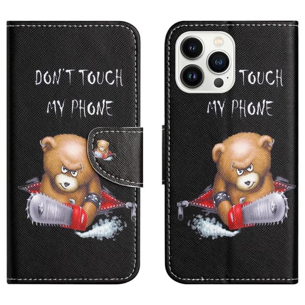 För iPhone 15 Pro Plånbok Fodral Skal Mönster Skydd - Bear