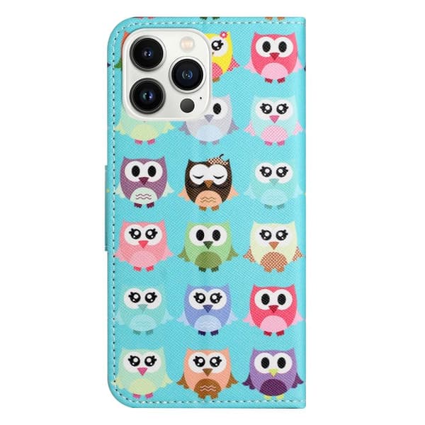 Til iPhone 15 Pro Wallet Stand Case Telefoncover - Ugler