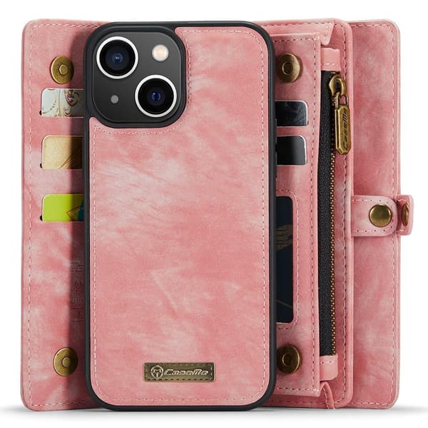 CASEME iPhone 15 Retro plånboksfodral - Rosa