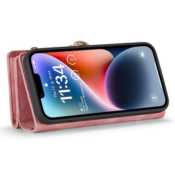 CASEME iPhone 15 Retro plånboksfodral - Rosa