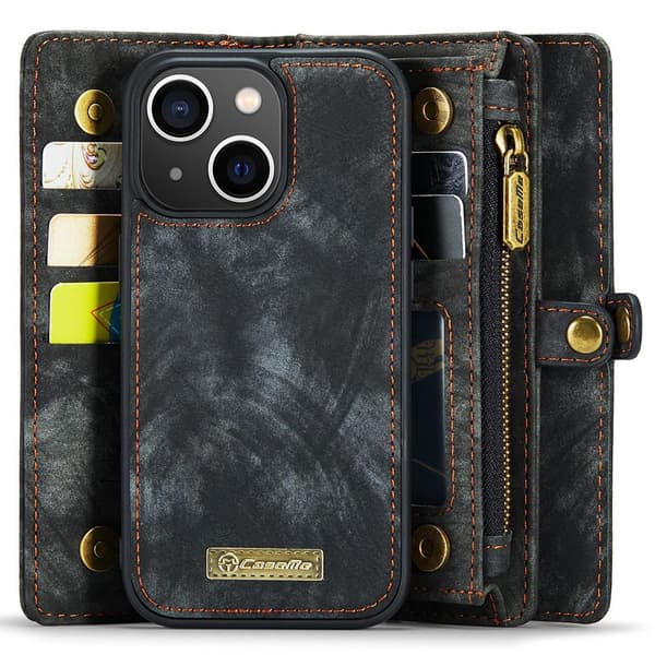 CASEME iPhone 15 Plus Retro plånboksfodral - Svart