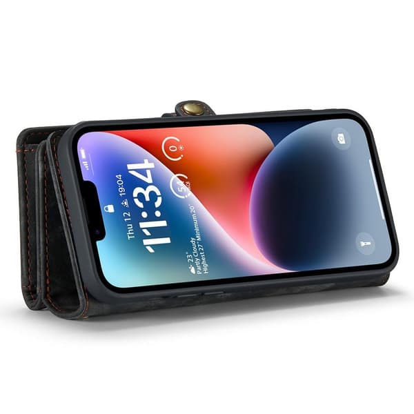 CASEME iPhone 15 Plus Retro plånboksfodral - Svart