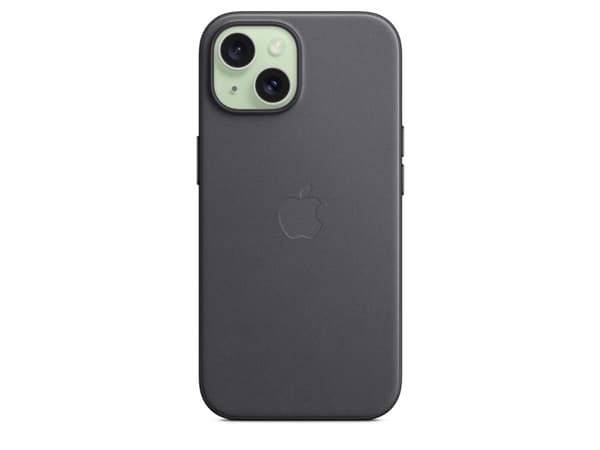 Apple - Baksidedeksel for mobiltelefon - MagSafe-samsvar - mikrotvill, FineWoven - svart - for iPhone 15