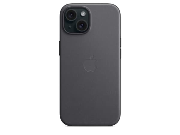 Apple - Baksidedeksel for mobiltelefon - MagSafe-samsvar - mikrotvill, FineWoven - svart - for iPhone 15