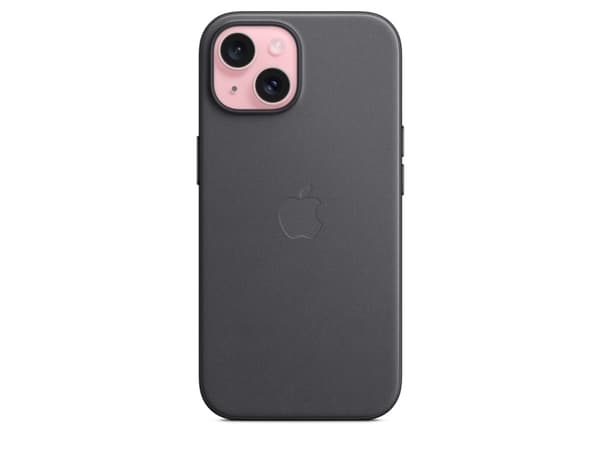 Apple - Baksidedeksel for mobiltelefon - MagSafe-samsvar - mikrotvill, FineWoven - svart - for iPhone 15