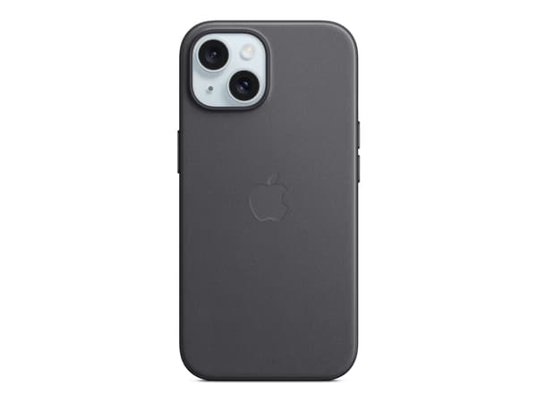 Apple - Baksidesskydd för mobiltelefon - MagSafe-kompatibilitet - mikrotwill, FineWoven - svart - för iPhone 15