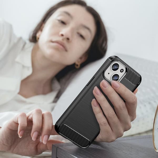 Kulfiber tekstur TPU-cover til iPhone 15