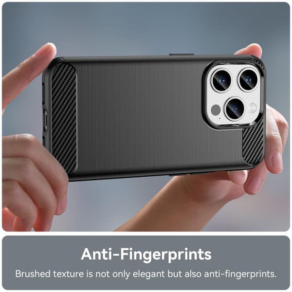 För iPhone 15 Pro Max Karbon fiber texture Skal Baksida - Svart