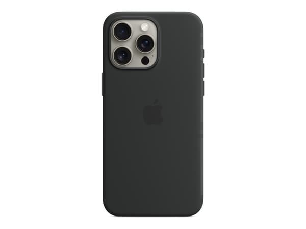 Apple - Baksidedeksel for mobiltelefon - MagSafe-samsvar - silikon - svart - for iPhone 15 Pro Max