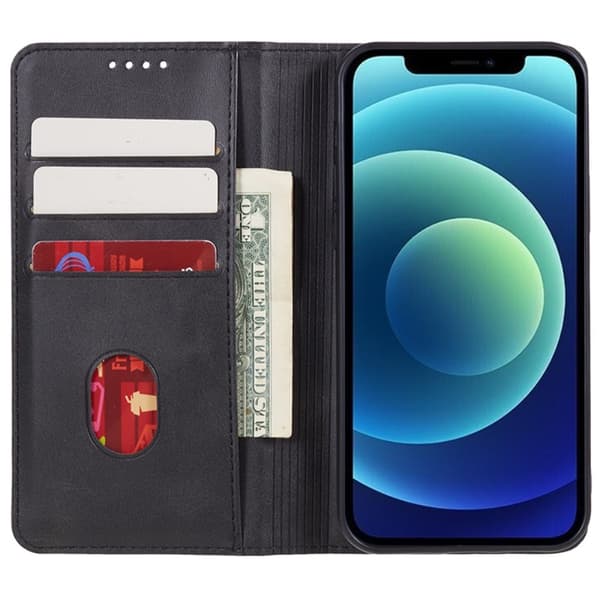 Wallet Stand Telefontaske til iPhone 15 Cell Cell Cover - Sort