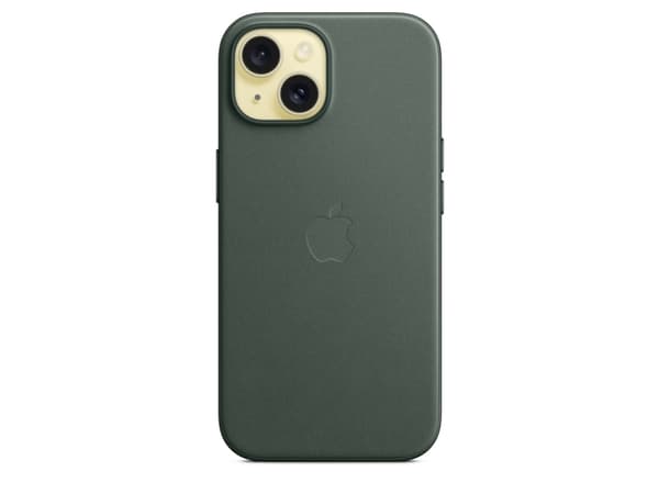 Apple - Baksidedeksel for mobiltelefon - MagSafe-samsvar - mikrotvill, FineWoven - eviggrønn - for iPhone 15