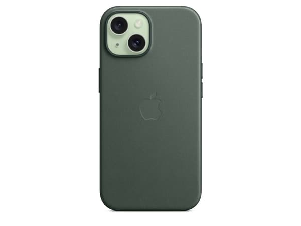 Apple - Baksidedeksel for mobiltelefon - MagSafe-samsvar - mikrotvill, FineWoven - eviggrønn - for iPhone 15