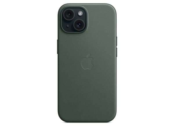 Apple - Baksidedeksel for mobiltelefon - MagSafe-samsvar - mikrotvill, FineWoven - eviggrønn - for iPhone 15