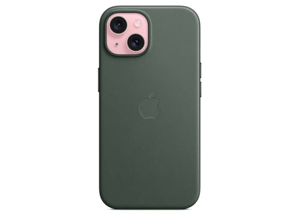 Apple - Baksidedeksel for mobiltelefon - MagSafe-samsvar - mikrotvill, FineWoven - eviggrønn - for iPhone 15