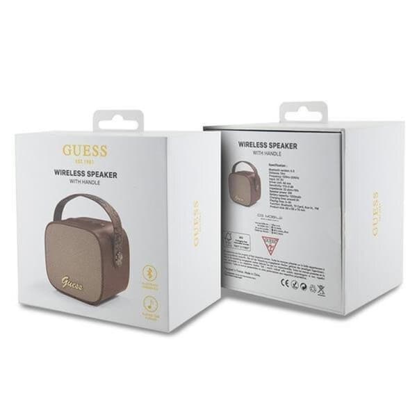 Guess Bluetooth Högtalare Mini Läder Script Logo - Brun