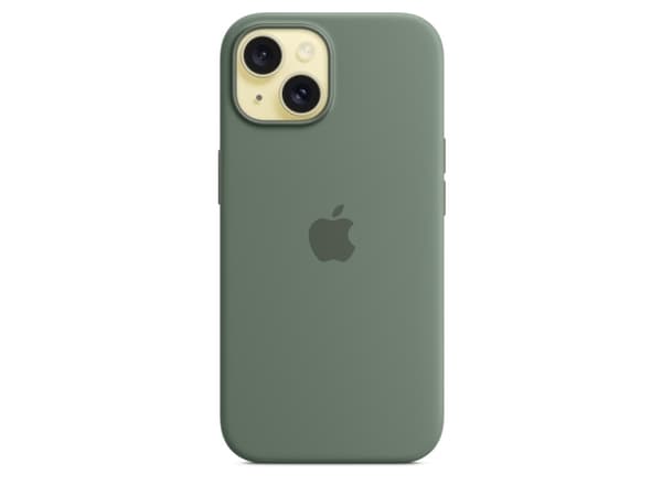 Apple - Baksidesskydd för mobiltelefon - MagSafe-kompatibilitet - silikon - cypress - för iPhone 15