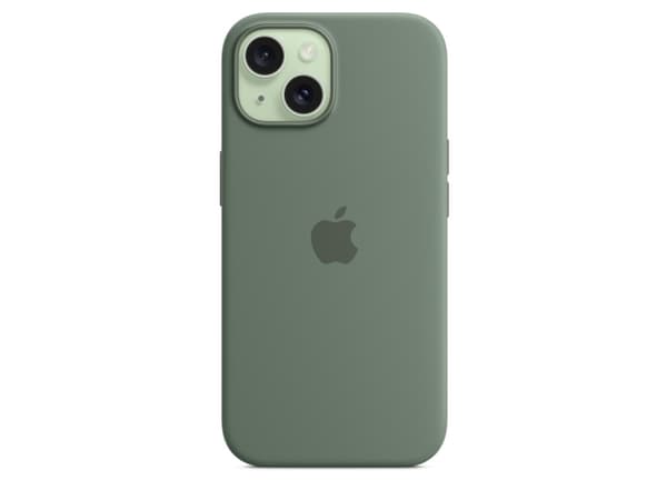 Apple - Baksidesskydd för mobiltelefon - MagSafe-kompatibilitet - silikon - cypress - för iPhone 15
