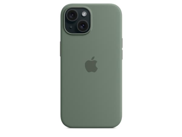 Apple - Baksidesskydd för mobiltelefon - MagSafe-kompatibilitet - silikon - cypress - för iPhone 15
