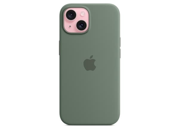 Apple - Baksidesskydd för mobiltelefon - MagSafe-kompatibilitet - silikon - cypress - för iPhone 15