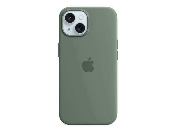 Apple - Baksidesskydd för mobiltelefon - MagSafe-kompatibilitet - silikon - cypress - för iPhone 15