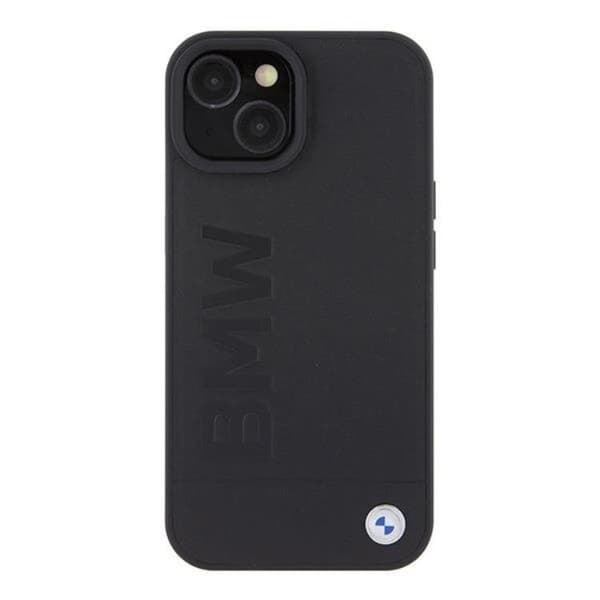 BMW iPhone 15 Skal Magsafe Läder Hot Stamp - Svart