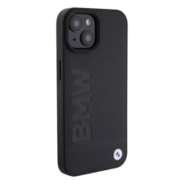 BMW iPhone 15 Skal Magsafe Läder Hot Stamp - Svart