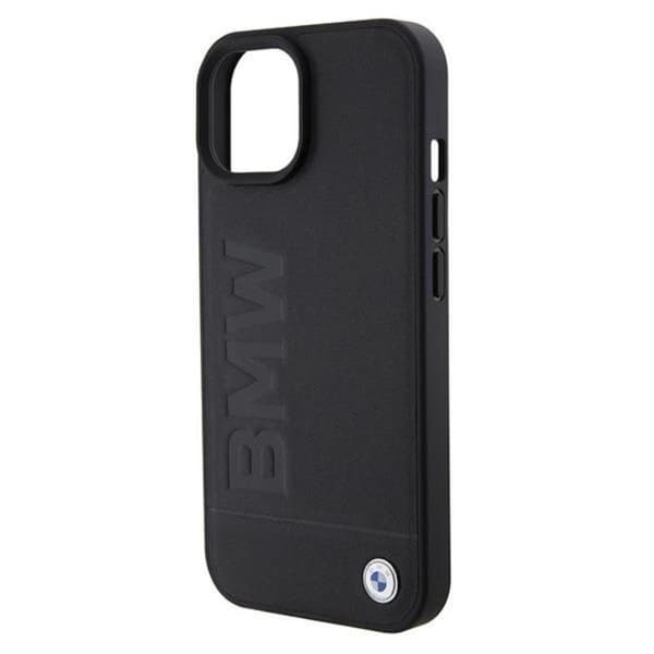 BMW iPhone 15 Skal Magsafe Läder Hot Stamp - Svart