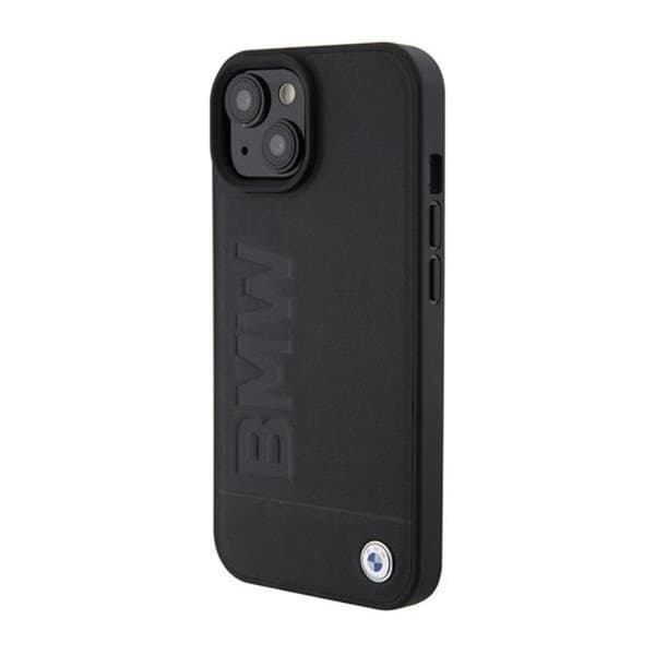 BMW iPhone 15 Skal Magsafe Läder Hot Stamp - Svart