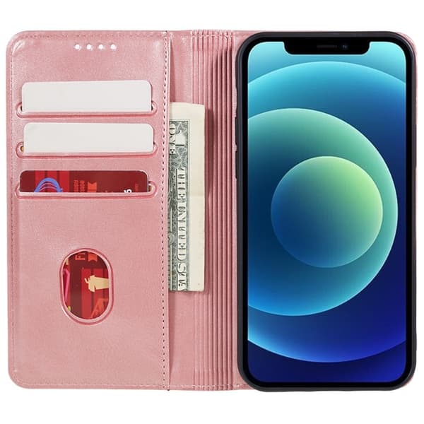 Lommebok-stativ Telefondeksel til iPhone 15 - Rose Gull
