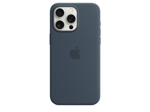 Apple - Baksidesskydd för mobiltelefon - MagSafe-kompatibilitet - silikon - stormblå - för iPhone 15 Pro Max