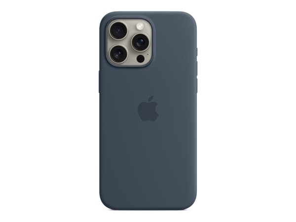 Apple - Baksidesskydd för mobiltelefon - MagSafe-kompatibilitet - silikon - stormblå - för iPhone 15 Pro Max