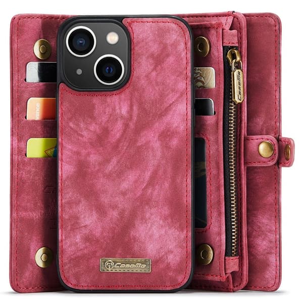 CASEME iPhone 15 Plus Retro Lommebok-deksel - Rød