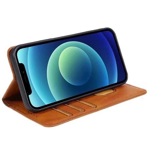 Wallet Stand Telefontaske til iPhone 15 Pro Cell Cell Cover - Brun