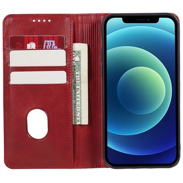 Wallet Stand Telefontaske til iPhone 15 Pro Max Cell Cell Cover - Rød