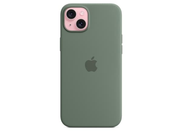 Apple - Baksidesskydd för mobiltelefon - MagSafe-kompatibilitet - silikon - cypress - för iPhone 15 Plus