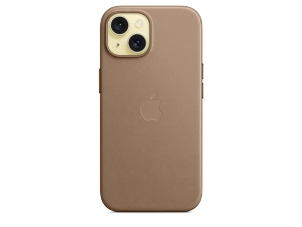 Apple - Baksidesskydd för mobiltelefon - MagSafe-kompatibilitet - mikrotwill, FineWoven - mullvad - för iPhone 15