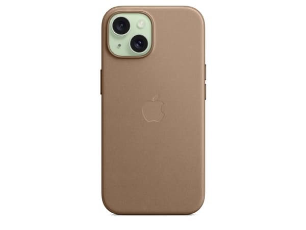 Apple - Baksidesskydd för mobiltelefon - MagSafe-kompatibilitet - mikrotwill, FineWoven - mullvad - för iPhone 15