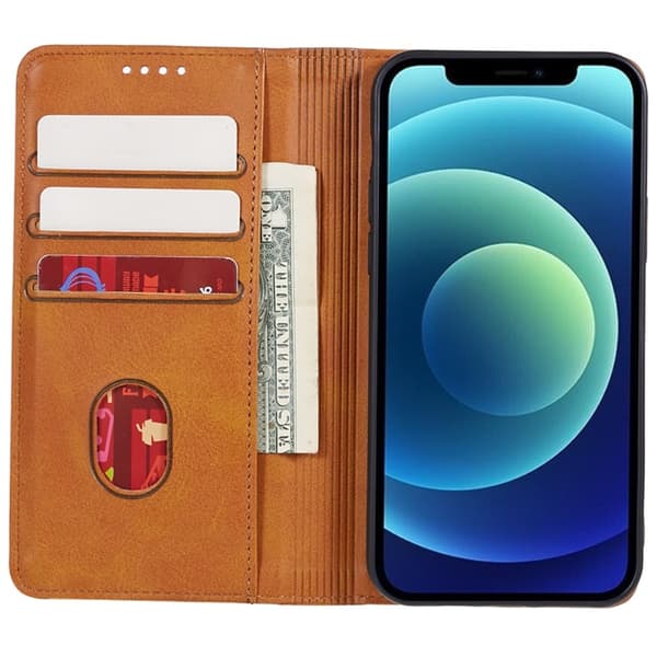 Plånboksställ Telefon Fodral Skal för iPhone 15 Pro Max - Brun