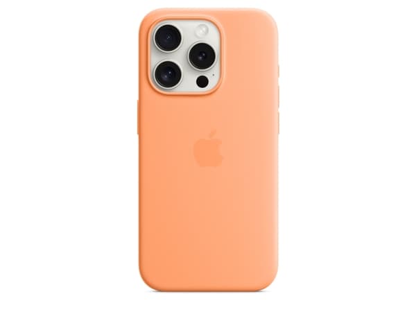 Apple - Baksidedeksel for mobiltelefon - MagSafe-samsvar - silikon - oransjesorbet - for iPhone 15 Pro