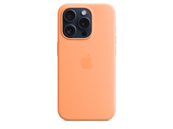 Apple - Baksidedeksel for mobiltelefon - MagSafe-samsvar - silikon - oransjesorbet - for iPhone 15 Pro