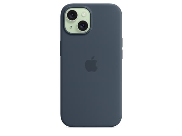 Apple - Baksidedeksel for mobiltelefon - MagSafe-samsvar - silikon - stormblå - for iPhone 15