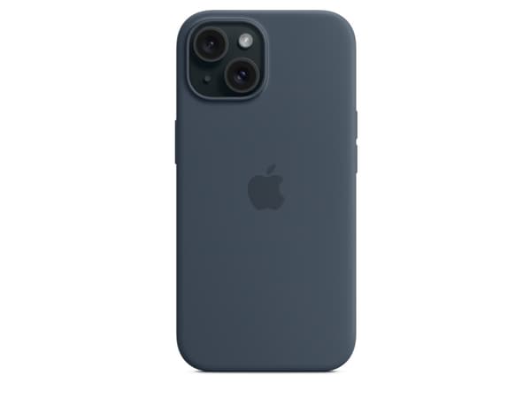 Apple - Baksidedeksel for mobiltelefon - MagSafe-samsvar - silikon - stormblå - for iPhone 15