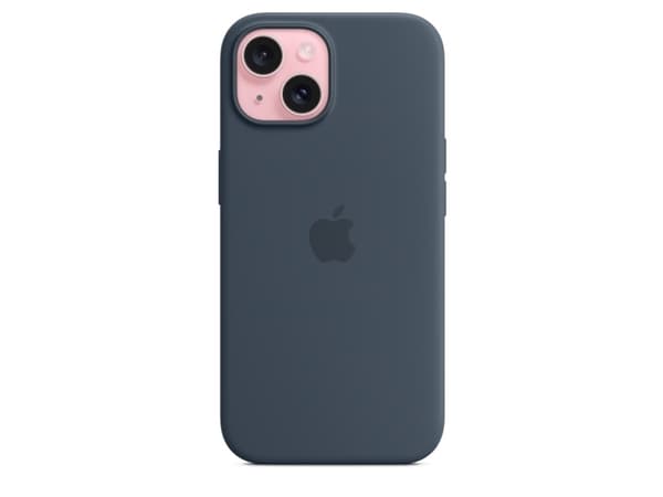 Apple - Baksidedeksel for mobiltelefon - MagSafe-samsvar - silikon - stormblå - for iPhone 15