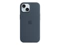 Miniatyrbilde 1 av 5: Apple - Baksidedeksel for mobiltelefon - MagSafe-samsvar - silikon - stormblå - for iPhone 15