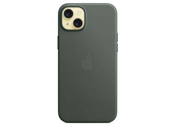 Apple - Baksidesskydd för mobiltelefon - MagSafe-kompatibilitet - FineWoven - evergreen - för iPhone 15 Plus