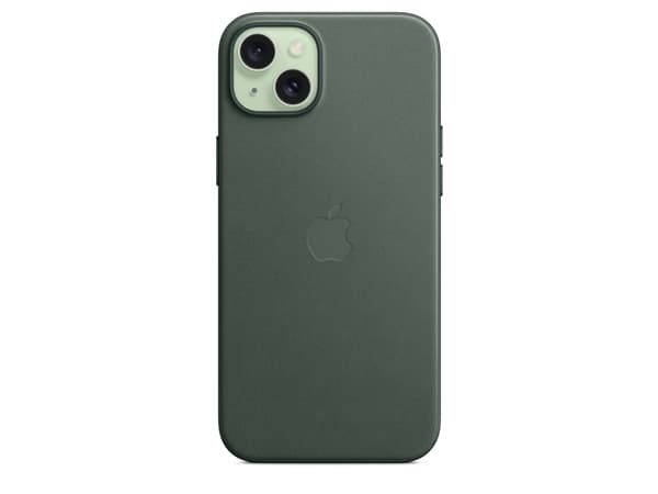 Apple - Baksidesskydd för mobiltelefon - MagSafe-kompatibilitet - FineWoven - evergreen - för iPhone 15 Plus