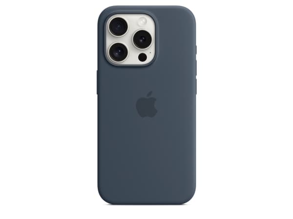 Apple - Baksidedeksel for mobiltelefon - MagSafe-samsvar - silikon - stormblå - for iPhone 15 Pro