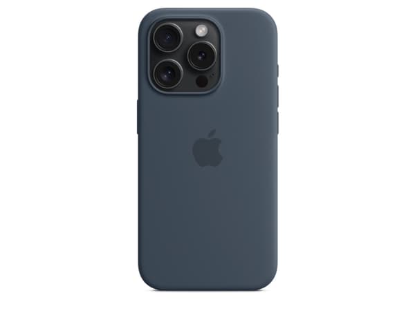 Apple - Baksidedeksel for mobiltelefon - MagSafe-samsvar - silikon - stormblå - for iPhone 15 Pro